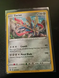 Pokemon TCG Zacian SWSH033 Black Star Promo Sword & Shield Rare Cosmos Holo Card - Image 1