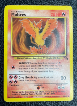 Pokemon TCG Moltres Fossil 27 Regular Unlimited Rare LP (2) Vintage 27/62 - Image 1