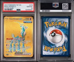 2024 POKEMON TEF EN-TEMPORAL FORCES 216 IRON CROWN EX HYPER RARE PSA 10 GOLD - Image 3