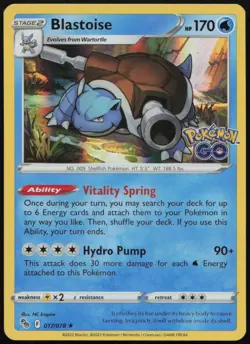 Blastoise 017/078 LP Pokemon GO Rare Holo Pokemon - Image 1