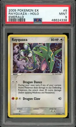2005 Pokemon EX Emerald #9 Rayquaza Holo Swirl PSA 9 MINT - Image 2