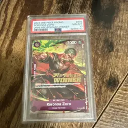 Bandai 2024 One Piece Roronoa Zoro [Winner] Pre-Release Promo Foil P-045 PSA 10 - Image 1