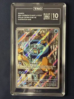 Pokemon TCG Squirtle Stellar Crown Illustration Rare Card 148/142 Tag 10 - Image 1