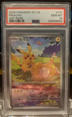 PSA 10 Gem Mint 2025 Pokemon 151 CS-Simplified Chinese Art Rare #171 Pikachu - Image 1