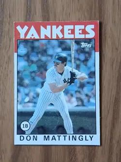 1986 Topps Red Tops DON MATTINGLY Hand-Cut Box Bottom #J NEW YORK YANKEES - Image 1