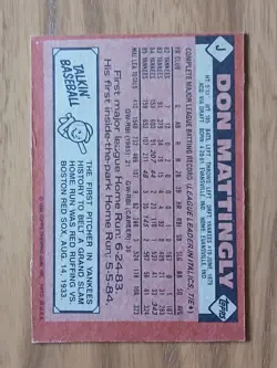 1986 Topps Red Tops DON MATTINGLY Hand-Cut Box Bottom #J NEW YORK YANKEES - Image 2