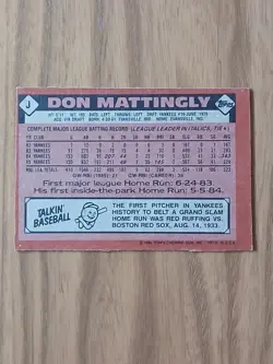 1986 Topps Red Tops DON MATTINGLY Hand-Cut Box Bottom #J NEW YORK YANKEES - Image 3