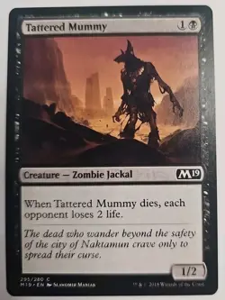 MTG Magic The Gathering Card Tattered MummyCreature Zombie Jackal Black M19 - Image 1