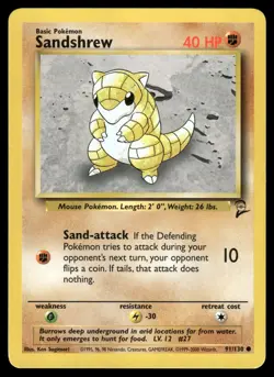 Sandshrew 91/130 Base Set 2 B2 Common Non-Holo Pokemon LP/MP 2000 - Image 1