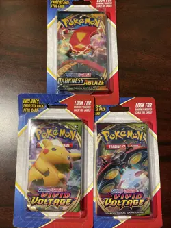 pokemon cards lot Of 3 Sword And Shield - 2 Vivid Voltage And 1 Darkness Ablaze - Image 1