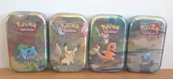 Pokemon Kanto Friends Mini Tin x4 – Bulbasaur, Squirtle, Pikachu & Charmander - Image 1
