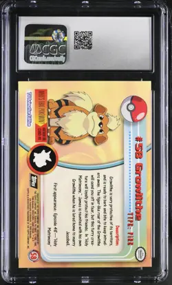 1999 POKEMON TOPPS SERIES 1 #58 GROWLITHE CGC 9 - Image 2