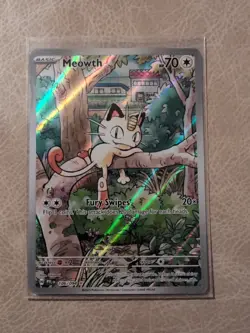 Pokemon Meowth Phantasmal Flames TCG + Vintage Meowth NM - Image 1