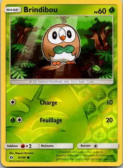 Rowlet 9/149 - SM Base Set Pokemon TCG NM Reverse Holo - Image 1