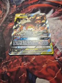 Pokemon Reshiram & Charizard GX TAG TEAM Black Star Promo SM201 Full Art MP - Image 3