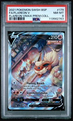 2021 POKEMON SWSH BLACK STAR PROMO #179 FULL ART/FLAREON V PSA 8 - Image 1