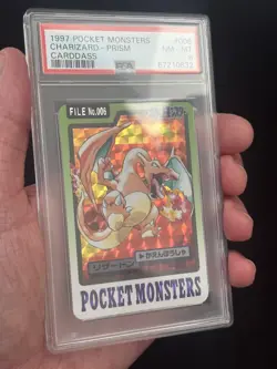 1997 POKEMON POCKET MONSTER JAPANESE CHARIZARD PRISM CARDDASS CARD PSA 8 - Image 2