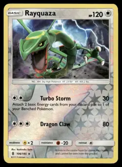 Pokemon Cards Rayquaza 106/145 Reverse Holo Guardians Rising Rare NM - Image 1