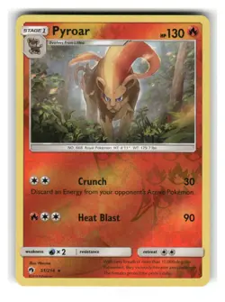Pyroar 51/214 Rare Lost Thunder Pokemon Reverse Holo Lightly Played - Image 1
