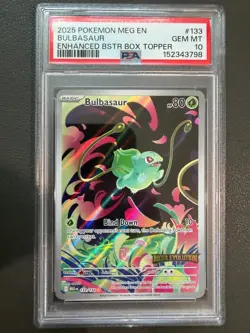 PSA 10 2025 POKEMON MEGA EVOLUTION 133 BULBASAUR ENHANCED TOPPER PROMO - Image 1