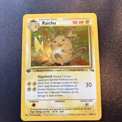 Pokemon TCG Card ~ RAICHU ~ 14/62 ~ Fossil ~ Holo Rare ~ 1st Edition ~ WotC - Image 1