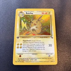 Pokemon TCG Card ~ RAICHU ~ 14/62 ~ Fossil ~ Holo Rare ~ 1st Edition ~ WotC - Image 3
