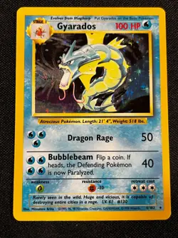 1999 WOTC POKEMON TCG BASE SET GYARADOS 6/102 HOLO CARD EXMT RANGE (AA) - Image 1
