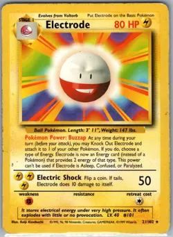 Electrode 21/102 Non Holo Base Set - Pokemon Card - LP - Image 1