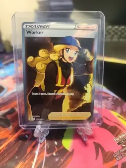 Pokemon TCG Worker Silver Tempest Full Art Trainer Ultra Rare Holo Card 195/195 - Image 1