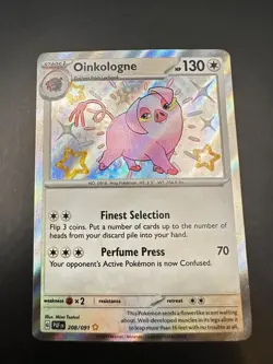 Pokemon Card 208/091 Oinkologne Paldean Fates Baby Shiny Holo Rare - Image 1