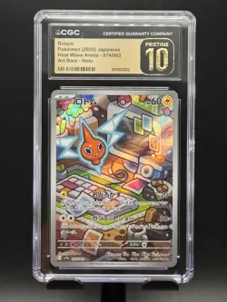 CGC 10 Pristine Rotom 074/063 AR Art Rare Heat Wave Arena sv9a Pokemon Card - Image 1