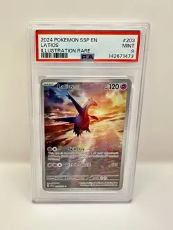 Latios 203/191 Illustration Rare Sv08: Surging Sparks Holo Pokemon PSA 9 - Image 1