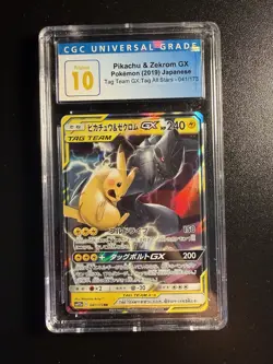 2019 Pokemon Japanese Pikachu & Zekrom 041/173 Tag All Stars GX CGC 10 Pristine - Image 1