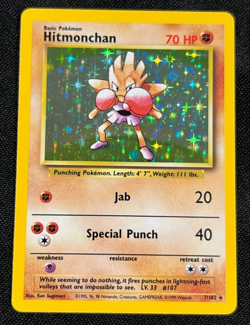 1999 Pokemon Base Set Hitmonchan 7/102 Holo Rare EXMT-NRMT COND AA - Image 1