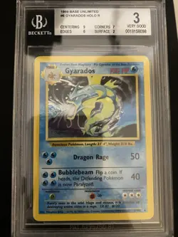 1999 Pokemon Base Set #6 Gyarados Holo R BGS 3 VG - Image 1