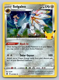 Solgaleo 021/025 Holo Rare Celebrations Pokemon Holo Near Mint - Image 1