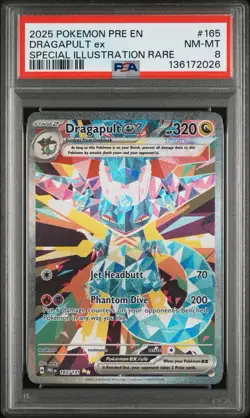 Pokemon Prismatic Evolutions Dragapult Ex #165 Special Illustration Rare - PSA 8 - Image 1