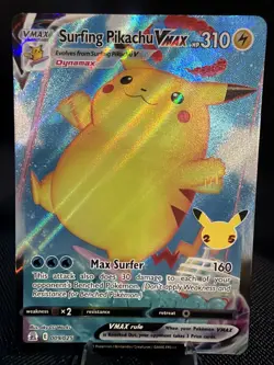 2021 Pokemon-Surfing Pikachu VMax 009/025-Celebrations-Holo - Image 1
