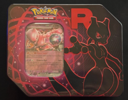 Pokemon TCG Team Rocket Tin featuring Team Rocket’s Mewtwo ex - Image 1
