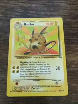 Pokemon Fossil Non Holo Rare Raichu 29/62 - Image 1