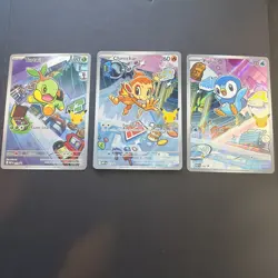 Pokemon First Partner Illustration Rare Turtwig Chimchar Piplup 30th Anniversary - Image 1