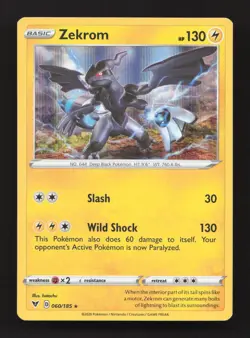 Zekrom 060/185 Holo Rare Vivid Voltage Pokemon Holo Near Mint - Image 1