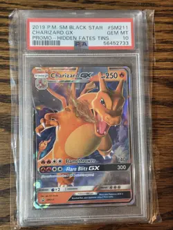 Pokemon p.m. Small Black Star # SM211 CHARIZARD GX Promo Hidden Fates Tin - Image 1