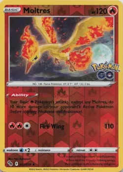 Moltres 012/078 Holo Rare Pokemon GO Pokemon Reverse Holo Near Mint - Image 1