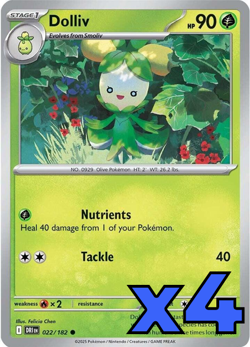 4x Dolliv 022/182 Sv10: Destined Rivals PLAYSET x4 - Pokemon TCG - NM - Image 1