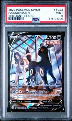 Umbreon V Brilliant Stars Pokemon Sword & Shield Brilliant Stars TG22 NM PSA 9 - Image 1