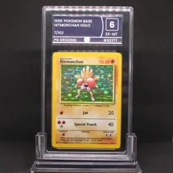 🔥 PG GRADING 6 EX-MT HITMONCHAN HOLO RARE | BASE SET 7/102 🔥 - Image 1