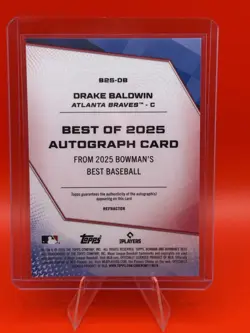 DRAKE BALDWIN 2025 BOWMAN'S BEST OF 2025 ROOKIE REFRACTOR RC AUTO BRAVES - Image 2