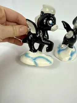 VINTAGE Disney Fantasia Baby Black Pegasus Porcelain Figurines JAPAN Lot Of 2 - Image 5