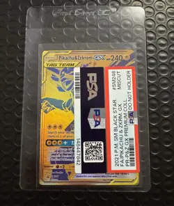 Pikachu & Zekrom GX #SM248 Sun & Moon Pokemon Promo Card - PSA N8 MISCUT ERROR - Image 1